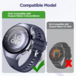 ⁦سوار سيليكون متوافق مع ساعة هواوي ووتش 5 مقاس 46 ملم من كيز جييف، سوار بديل بدون فجوات وناعم متوافق مع ساعة هواوي ووتش 5 مقاس 42 ملم للنساء والرجال⁩ - الصورة ⁦2⁩
