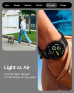 ⁦سوار سبايجن لايت فيت X لساعة جوجل بكسل ووتش 4/3 (45 ملم) من النايلون حلقة مفردة - أسود⁩ - الصورة ⁦6⁩