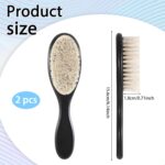 ⁦مجموعة فرش حلاقة من لانجثيرينج مكونة من قطعتين بمقبض خشبي من الالياف الطبيعية - فرشاة تصفيف اللحية ومنفضة للرقبة وفرشاة تنظيف للعناية بالرجال⁩ - الصورة ⁦2⁩