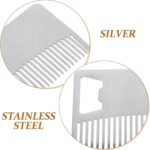 ⁦فيلكيس مشط شعر ولحية للرجال من الستانلس ستيل بحجم بطاقة الائتمان، مشط جيب محمول مضاد للكهرباء الساكنة مع فتاحة زجاجات لتصفيف الشعر والتصفيف⁩ - الصورة ⁦4⁩