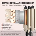 ⁦ملقط واج 32 ملم من ايميرفو، ملقط سميك للكرات الطبيعية، 14 اعداد حرارة رقمي 80-210 درجة مئوية، الواح طلاء سيراميك تورمالين، عصا ميزة التسخين السريع 30 ثانية، تأتي مع اداة تجعيد قفازات مقاومة للحرارة⁩ - الصورة ⁦4⁩