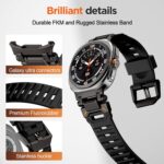 ⁦متوافق مع ساعة سامسونج جالكسي الترا 47 ملم اف كيه ام للرجال، سوار رياضي متين من المطاط الفلوري مع موصل معدني متوافق مع سوار جالكسي الترا 47 ملم⁩ - الصورة ⁦3⁩