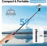 ⁦ULANZI New MT-44 B Extendable Phone Tripod, Four-Leg Tripod, 59" Selfie Stick Vlog Stand with 2 in 1 Phone Clip, Black⁩ - الصورة ⁦7⁩