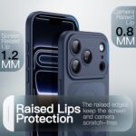 ⁦حافظة حماية مغناطيسية لجوال آيفون 17 برو ماكس 6.9 بوصة من جيتك، متوافقة مع ماج سيف، غطاء جوال خلفي نحيف مضاد للصدمات مع زر تحكم مدمج في الكاميرا، غطاء خلفي غير لامع شفاف (أزرق غامق)⁩ - الصورة ⁦7⁩