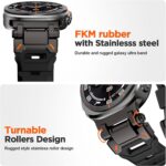 ⁦متوافق مع ساعة سامسونج جالكسي الترا 47 ملم اف كيه ام للرجال، سوار رياضي متين من المطاط الفلوري مع موصل معدني متوافق مع سوار جالكسي الترا 47 ملم⁩ - الصورة ⁦4⁩