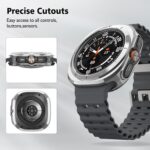 ⁦TERRIFI عبوة من 4 قطع جراب متوافق مع ساعة سامسونج جالاكسي الترا 47 ملم 2024، غطاء حماية واقي رفيع من مادة TPU الناعمة الممتازة مطلي، أسود، ذهبي وردي، شفاف، فضي⁩ - الصورة ⁦6⁩