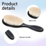 ⁦مجموعة فرش حلاقة من لانجثيرينج مكونة من قطعتين بمقبض خشبي من الالياف الطبيعية - فرشاة تصفيف اللحية ومنفضة للرقبة وفرشاة تنظيف للعناية بالرجال⁩ - الصورة ⁦3⁩