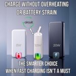 سيركيت جرين باور بانك صغير 5000 مللي امبير في الساعة بموصل نوع C، شاحن محمول، بطارية مع كيبلات مدمجة، حامل قابل للطي وشاشة LED – متوافق مع ايفون، سامسونج جالكسي، ايربودز، ايباد (أبيض)