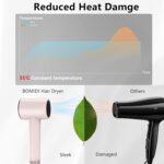 ⁦مجفف شعر عالي السرعة HD04 من بوميدي، مجفف شعر مع ترموستات ذكي، محرك عالي السرعة، ايونات سالبة، تشغيل منخفض الضوضاء، دوران ساخن وبارد - بينك⁩ - الصورة ⁦3⁩