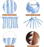 ⁦اداة تجعيد الشعر بدون حرارة من بوليفيا، تصميم اخطبوط قابل للتعديل، شريط راس لتمويج الشعر بدون حرارة، تجعيد الشعر اثناء النوم طوال الليل، اداة تصفيف الشعر بنفسك للنساء (ازرق، M)⁩ - الصورة ⁦2⁩