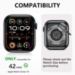 ⁦غطاء حماية لامع لساعة ابل سلسلة 10 مقاس 42 ملم، غطاء واقي مرصع بحجر الراين الماسي اللامع للنساء لملحقات اي ووتش 42 ملم (اسود/ شفاف، 42 ملم)⁩ - الصورة ⁦2⁩