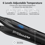 ⁦دي شو مكواة مسطحة صغيرة 3/10 انش للشعر القصير وقص بيكسي وغرة، مكواة فرد الشعر الصغيرة من سيراميك التورمالين للحواف مع درجة حرارة قابلة للتعديل، ايقاف تلقائي (اسود)⁩ - الصورة ⁦2⁩