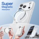 ⁦جيتك جراب غير لامع لموبايل ايفون 17 برو 6.3 انش متوافق مع ماج سيف، حماية كاملة لعدسة الكاميرا، غطاء موبايل ناعم من البولي يوريثين الحراري المصنفر مضاد للصدمات ومضاد لبصمات الاصابع (شفاف بلوري)⁩ - الصورة ⁦4⁩