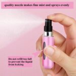 ⁦اليكدون زجاجات عطر قابلة لاعادة الملء، زجاجات بخاخ عطر سعة 6 مل، 3 قطع صغيرة محمولة للسفر، زجاجة بخاخ فارغة للمحفظة وشنطة اليد والجيب والامتعة (اسود فضي بينك)⁩ - الصورة ⁦6⁩