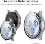 ⁦جراب حماية من ازوني مع شاشة حماية من الزجاج المقسى، جراب حماية رفيع للغاية ومقاوم للخدش لساعة هواوي جي تي 5 مقاس 46 ملم (شفاف + اسود)⁩ - الصورة ⁦5⁩