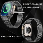 ⁦او اوزون سوار ساعة من الستانلس ستيل مع جراب متوافق مع ساعة ابل سلسلة 9/8/7 (45 ملم)، سوار معدني وغطاء واقي متين ممتص للصدمات لسوار اي ووتش للرجال⁩ - الصورة ⁦7⁩