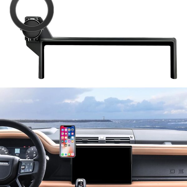 حامل جوال للسيارة من مازر ويلر لسيارة لاند روفر ديفندر 2022-2025، مشبك ثابت للشاشة 11.4 انش، حامل موبايل دوار 360 درجة متوافق مع ماج سيف، حامل جوال لا يؤثر على فتحة التهوية