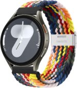 مجموعة أساور ساعة يد كلاسيكية مضفرة مقاس 20 ملم من اكس ام يو اكس اي، متوافقة مع ساعة سامسونج جالكسي 7 6 كلاسيكية مقاس 43 ملم 47 ملم / ساعة جالكسي 5 برو 45 ملم، سوار ساعة نايلون بديل بحلقتين لساعات