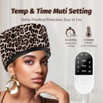 ⁦قبعة بخار حرارية بتصميم جلد الفهد - 10 مستويات تسخين لترطيب عميق للشعر الطبيعي والاسود في المنزل⁩ - الصورة ⁦4⁩