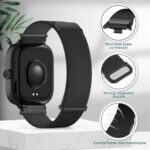 ⁦سوار معدني متوافق مع ساعة شاومي ريدمي 5، سوار مغناطيسي مزدوج بديل للساعة الذكية ريدمي ووتش 5 للنساء والرجال (اسود + رمادي)⁩ - الصورة ⁦2⁩