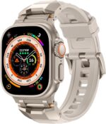 ⁦Mechanical Style Silicone Bands Compatible with Apple Watch Ultra 2/Ultra 49mm, Series 10 46mm/9/8/7(45mm)/SE2/SE/6/5/4(44mm) Sport Rugged Durable Strap with Metal Connector Replacement Band⁩ - الصورة ⁦8⁩