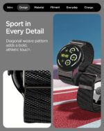 ⁦سوار سبايجن لايت فيت X لساعة جوجل بكسل ووتش 4/3 (45 ملم) من النايلون حلقة مفردة - أسود⁩ - الصورة ⁦3⁩