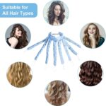 ⁦اداة تجعيد الشعر بدون حرارة من بوليفيا، تصميم اخطبوط قابل للتعديل، شريط راس لتمويج الشعر بدون حرارة، تجعيد الشعر اثناء النوم طوال الليل، اداة تصفيف الشعر بنفسك للنساء (ازرق، M)⁩ - الصورة ⁦7⁩