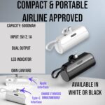 ⁦سيركيت جرين باور بانك صغير 5000 مللي امبير في الساعة بموصل نوع C، شاحن محمول، بطارية مع كيبلات مدمجة، حامل قابل للطي وشاشة LED – متوافق مع ايفون، سامسونج جالكسي، ايربودز، ايباد (أبيض)⁩ - الصورة ⁦4⁩