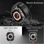 ⁦او اوزون سوار ساعة من الستانلس ستيل مع جراب متوافق مع ساعة ابل سلسلة 9/8/7 (45 ملم)، سوار معدني وغطاء واقي متين ممتص للصدمات لسوار اي ووتش للرجال⁩ - الصورة ⁦2⁩