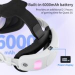 ⁦حزام راس لكويست 3 اس مع بطارية 6000 مللي امبير في الساعة: حزام قابل للتعديل لسوار كويست 3 اس ايليت مع بطارية، ملحقات الواقع الافتراضي البديلة المريحة⁩ - الصورة ⁦2⁩