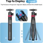 ⁦ULANZI New MT-44 B Extendable Phone Tripod, Four-Leg Tripod, 59" Selfie Stick Vlog Stand with 2 in 1 Phone Clip, Black⁩ - الصورة ⁦2⁩