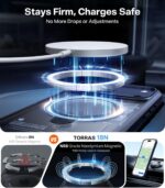 ⁦توراس جراب Q3 دوار 360 درجة لموبايل ايفون 17 برو ماكس، حامل مغناطيسي متوافق مع ماج سيف، حماية من الدرجة العسكرية، تحكم في الكاميرا، مسند مدمج 17 برو ماكس، 6.9 انش، ازرق داكن⁩ - الصورة ⁦5⁩