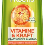 شامبو غارنييه فروكتس للفيتامينات والقوة لتقوية الشعر الناعم والمعرض لتكسر - مع برتقال الدم، مشتق فيتامين سي والبيوتين، 300 مل