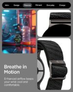 ⁦سوار سبايجن لايت فيت X لساعة جوجل بكسل ووتش 4/3 (45 ملم) من النايلون حلقة مفردة - أسود⁩ - الصورة ⁦4⁩