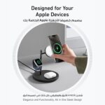 ⁦انكر قاعدة شحن لاسلكية 3 في 1، متوافقة مع شاحن ماج سيف، حامل لاسلكي 15 واط معتمد من كيو اي 2، لايفون 17/16، ايربودز برو، ابل ووتش الترا (شاحن USB C وكابل متضمن)⁩ - الصورة ⁦4⁩