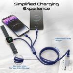 ⁦بروميت كابل شحن متعدد 3 في 1، فائق السرعة 60 واط USB-C إلى USB-C، موصل لايتنينغ 27 واط، وشاحن Apple Watch، نقل بيانات 480 ميجابت في الثانية، نسيج متين مضفر وبطول 1.5 متر، iCharge-Trio أزرق⁩ - الصورة ⁦4⁩