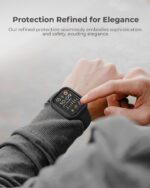 ⁦جراب فيت اكس من ابكومون متوافق مع ساعة ابل 45 ملم سلسلة 9/8/7، جراب ممتص للصدمات نحيف ومتين وناعم من البولي يوريثين الحراري، مضاد للسقوط والصدمات [السوار غير متضمن] - اسود اونيكس⁩ - الصورة ⁦3⁩