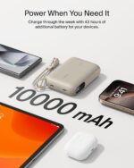 ⁦بلكن شاحن محمول، باور بانك رفيع بمنفذ USB-C 10000mAh مع منفذي USB-C وشاشة بطارية رقمية، شحن 20 واط لايفون 16 و15 بلس وبرو ماكس وسامسونج جالكسي اس 25 واس 24 وبكسل 9 وايباد وغيرها⁩ - الصورة ⁦4⁩