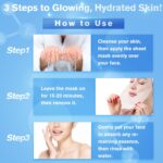 ⁦قناع وجه بحمض الهيالورونيك من بيلوكس - 10 اقنعة ورقية مرطبة للبشرة الجافة - قناع وجه كوري للنساء والرجال - قناع وجه مرطب لروتين العناية بالبشرة⁩ - الصورة ⁦7⁩