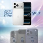 ⁦جيتك جراب لامع لموبايل ايفون 17 برو 6.3 انش، غطاء ممتص للصدمات بتصميم لامع لطيف للنساء والفتيات (شفاف)⁩ - الصورة ⁦2⁩