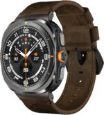 ⁦سوار جلدي فينتاج من فسانت متوافق مع ساعة سامسونج جالكسي الترا 47 ملم (2025/2024)، سوار جلد كريزي هورس بعرض 24 ملم لساعة جالكسي الترا للرجال والنساء، بني رترو⁩ - الصورة ⁦2⁩