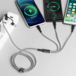 ⁦كابل شحن متعدد، كابل USBA/USB C 5 في 1 مع موصلات iP مايكرو USB نوع C، كابل شاحن متعدد سلك شحن سريع للهاتف 16 15 14 13 12 11 سامسونج جالاكسي S20 S10 S9 S8 هواوي أندرويد- 1.2 متر⁩ - الصورة ⁦4⁩