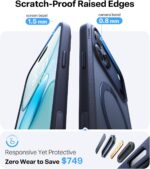 ⁦توراس جراب Q3 دوار 360 درجة لموبايل ايفون 17 برو ماكس، حامل مغناطيسي متوافق مع ماج سيف، حماية من الدرجة العسكرية، تحكم في الكاميرا، مسند مدمج 17 برو ماكس، 6.9 انش، ازرق داكن⁩ - الصورة ⁦7⁩