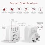 ⁦بيجانت محول طاقة شاحن حائط بقابس USB 5 في 1 موسع منفذ عالمي 1 وصلة مقبس 3 منافذ USB-A و1 منفذ نوع C لاجهزة ايفون والهواتف الذكية والتابلت وغيرها⁩ - الصورة ⁦3⁩