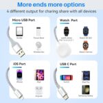 ⁦كيبل USB C 3 في 2 لشاحن ساعة ابل/ايفون 16/لايتنينج، سلك كابل شحن متعدد، شاحن لاسلكي مغناطيسي، اساسيات التخييم والعطلات (6 قدم)⁩ - الصورة ⁦7⁩