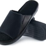 شبشب منزلي مريح للرجال بتصميم مفتوح عند الاصابع مصنوع من الميموري فوم، شبشب داخلي مريح سهل الارتداء وجيد التهوية ومضاد للانزلاق وناعم وخفيف الوزن لغرفة النوم والمنزل