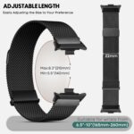 ⁦سوار معدني متوافق مع ساعة شاومي ريدمي 5، سوار مغناطيسي مزدوج بديل للساعة الذكية ريدمي ووتش 5 للنساء والرجال (اسود + رمادي)⁩ - الصورة ⁦3⁩