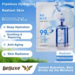 ⁦قناع وجه بحمض الهيالورونيك من بيلوكس - 10 اقنعة ورقية مرطبة للبشرة الجافة - قناع وجه كوري للنساء والرجال - قناع وجه مرطب لروتين العناية بالبشرة⁩ - الصورة ⁦5⁩