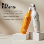 ⁦جي كيه هير مجموعة شامبو وبلسم كيراتين كولور شيلد من جلوبال (22 اونصة سائلة/650 مل) - تنظيف عميق وحماية من الحرارة للشعر المجعد الجاف والتالف والمجعد - خالي من الكبريتات⁩ - الصورة ⁦10⁩