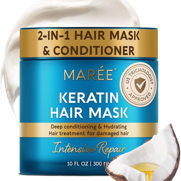 قناع الشعر للشعر التالف من ماري - بلسم علاج بالكيراتين - قناع ترطيب عميق للغاية، مرطب واصلاح، كيراتينا ماسكاريا بارا ال كابيلو